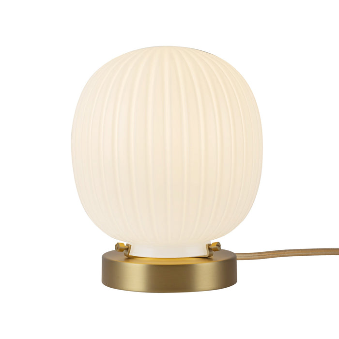 Cherise 7-in Brushed Gold/Glossy Ribbed Opal Glass Socket Table Lamp by Alora Lighting | TL579107BGGR | Alora Lighting