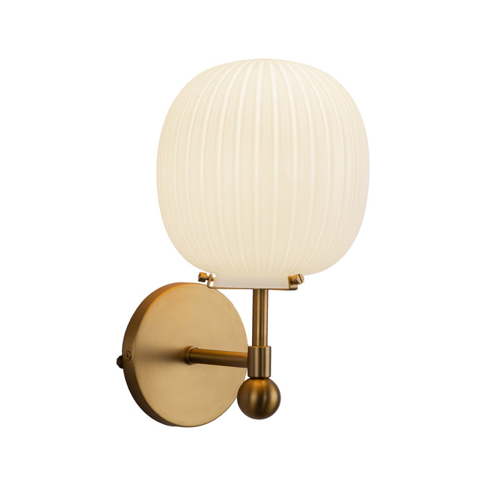 Cherise 7-in Brushed Gold/Glossy Ribbed Opal Glass Socket Wall/Vanity Light by Alora Lighting | WV579107BGGR | Alora Lighting