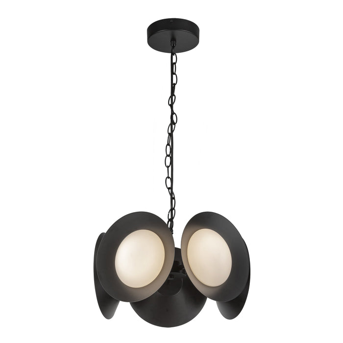 Cleo LED Chandelier in Black/Opal Glass Finish | Kuzco Lighting
