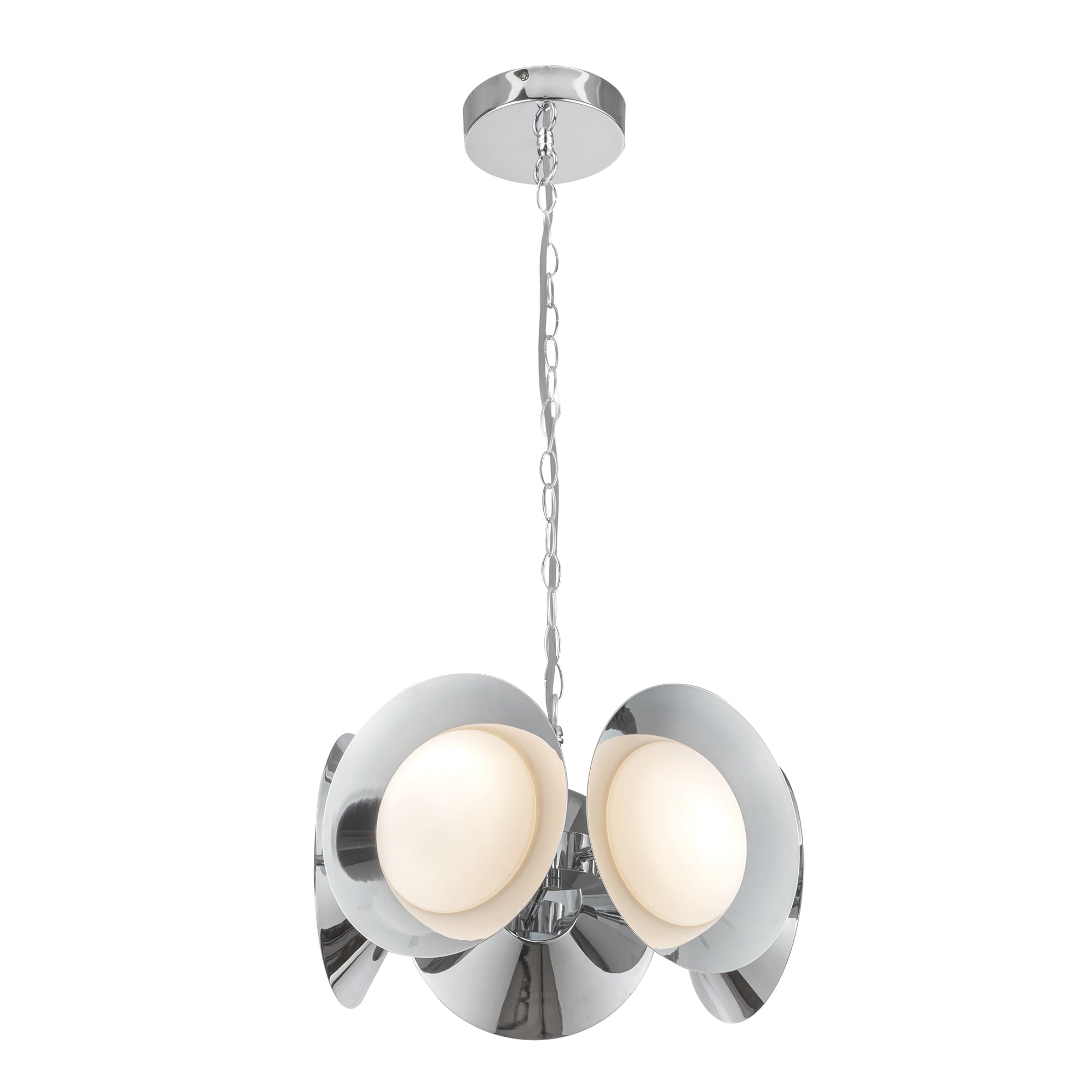 Cleo LED Chandelier in Chrome/Opal Glass Finish | Kuzco Lighting