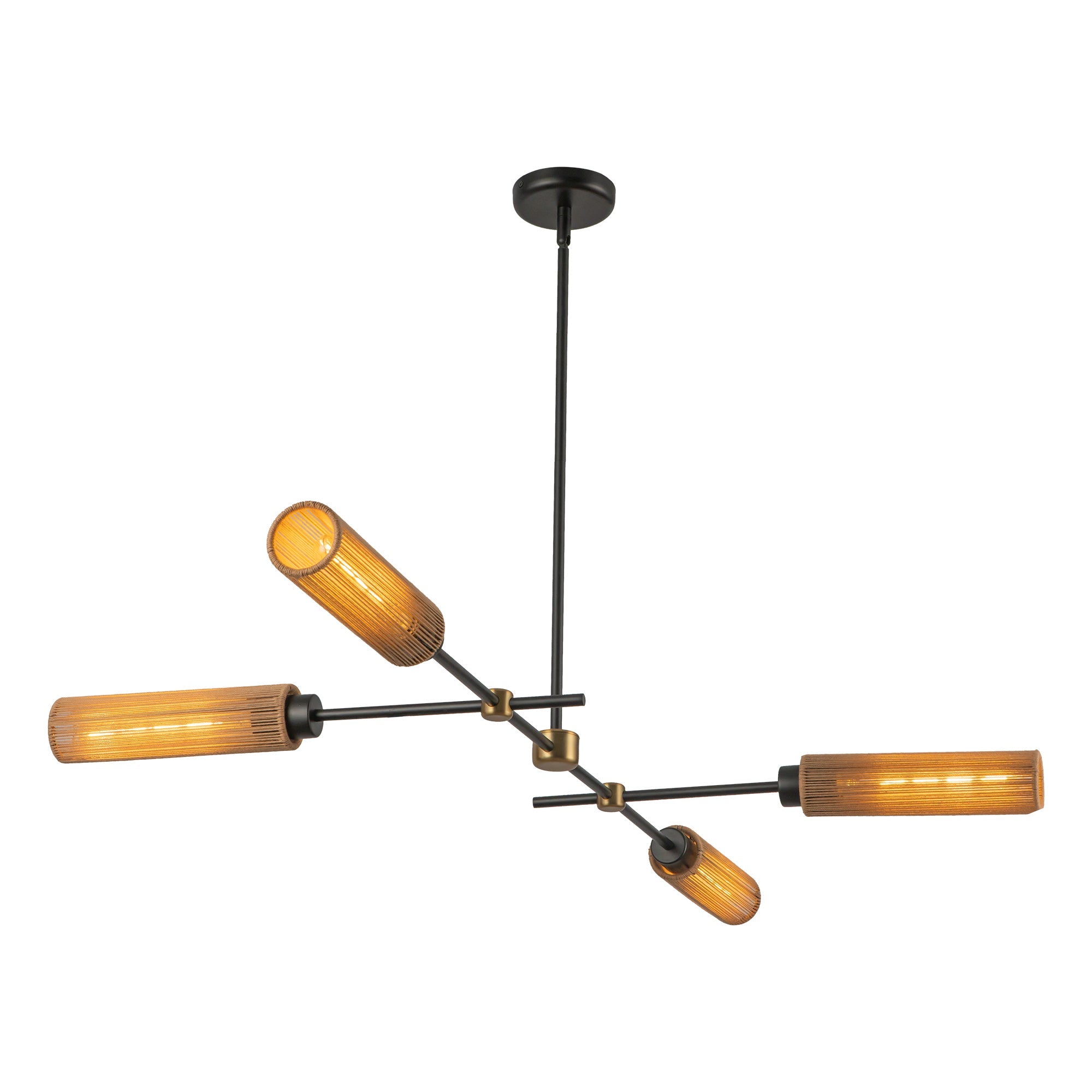 Colby 52-in Matte Black/Tan Jute Socket Linear Pendant by Alora Lighting | LP491452MBTJ | Alora Lighting
