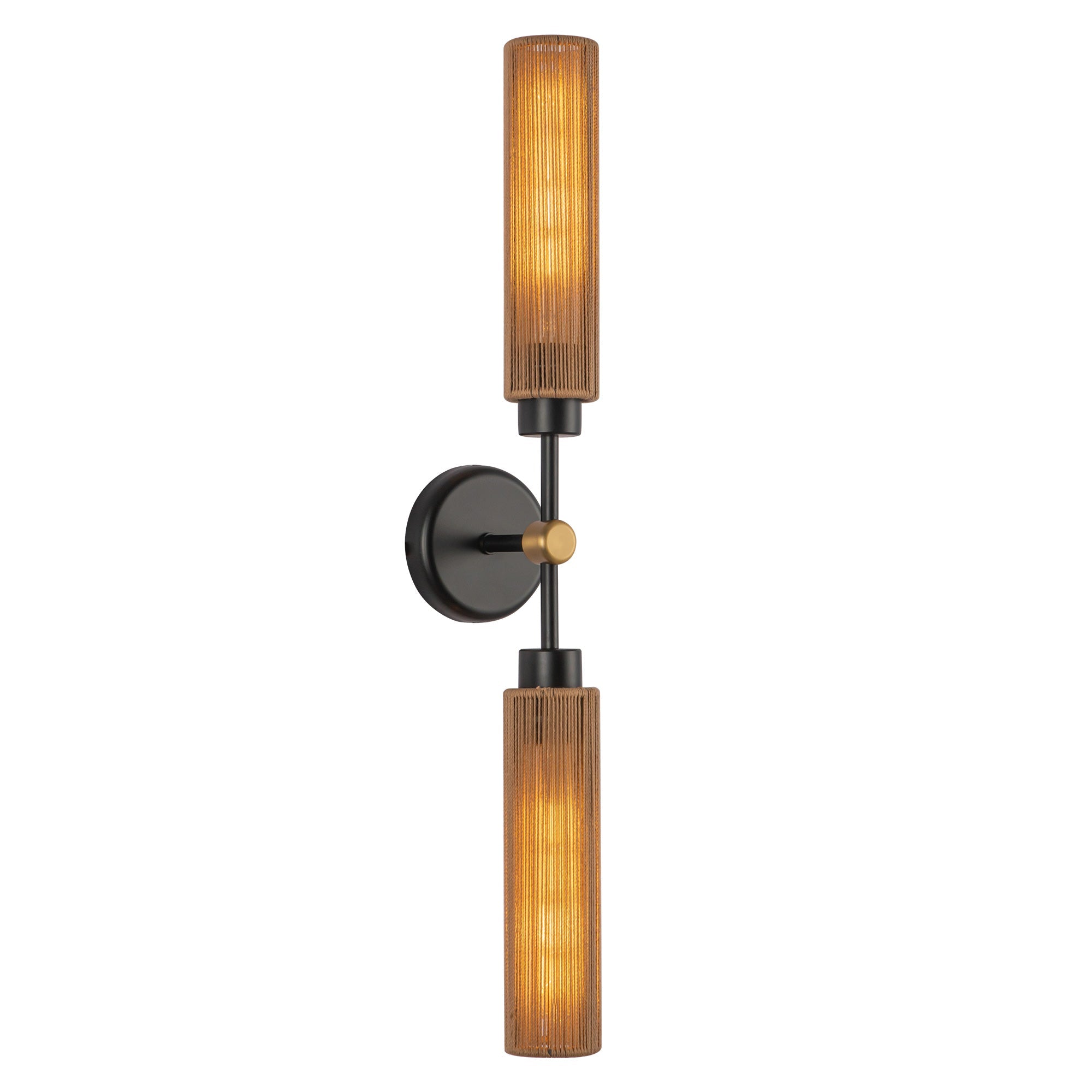 Colby 23-in Matte Black/Tan Jute Socket Wall/Vanity Light by Alora Lighting | WV491223MBTJ | Alora Lighting
