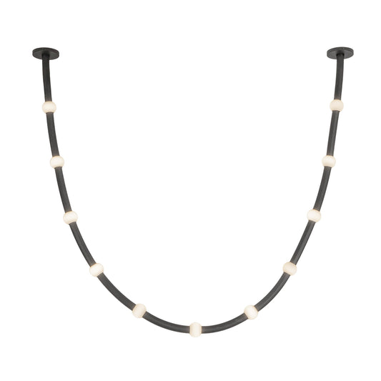 Corda LED Pendant in Black/Opal Glass Finish | Kuzco Lighting