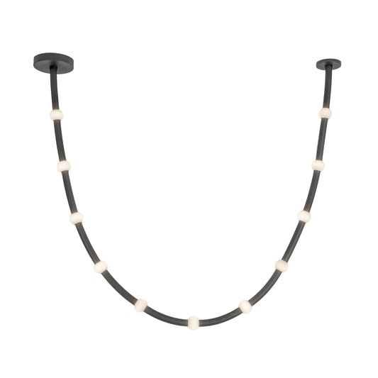 Corda LED Pendant in Black/Opal Glass Finish | Kuzco Lighting