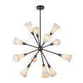 Load image into Gallery viewer, Cosmo 39-in Matte Black/Glossy Ribbed Opal Glass Socket Chandelier by Alora Lighting | CH462039MBGR | Alora Lighting

