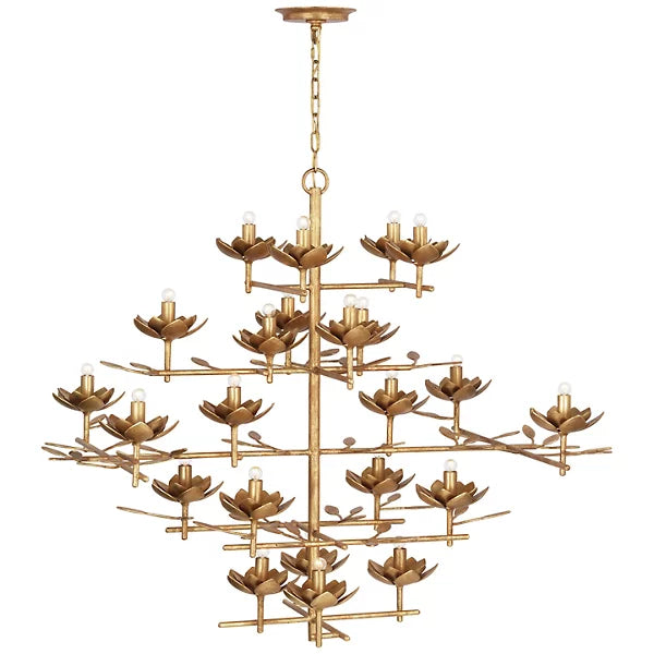 Clementine Tiered Entry Chandelier leaf gold