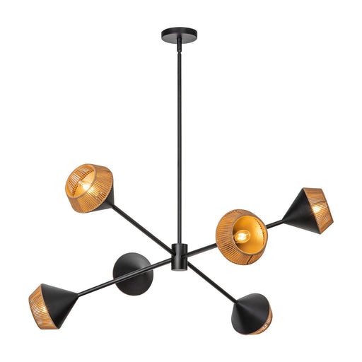 Daphne 38-in Matte Black/Brown Cotton Rope 6 Lights Chandelier by Alora Lighting | CH633638MBBR | Alora Lighting