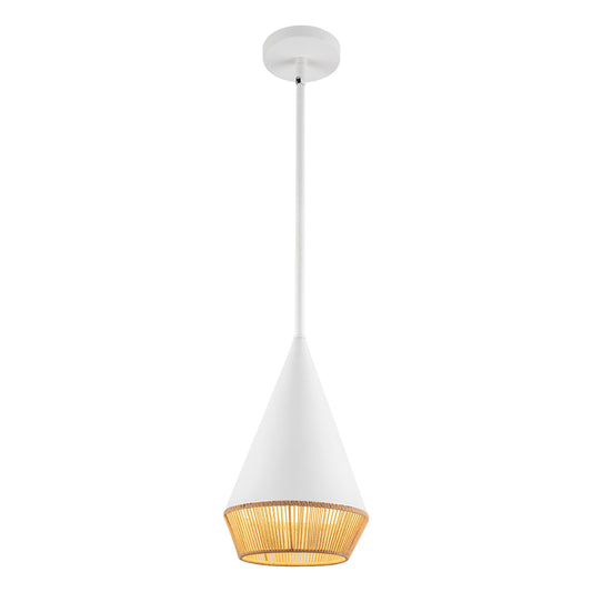 Daphne 7-in White/Brown Cotton Rope 1 Light Pendant by Alora Lighting | PD633107WHBR | Alora Lighting