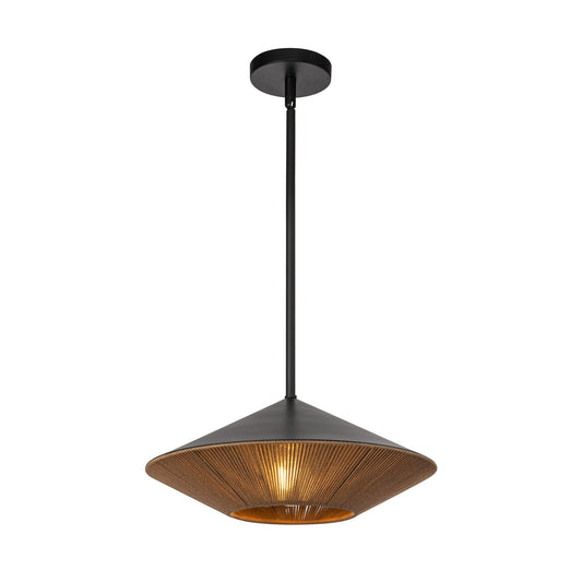 Daphne 15-in Matte Black/Brown Cotton Rope 1 Light Pendant by Alora Lighting | PD633215MBBR | Alora Lighting