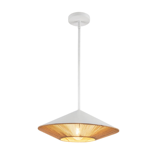 Daphne 15-in White/Brown Cotton Rope 1 Light Pendant by Alora Lighting | PD633215WHBR | Alora Lighting