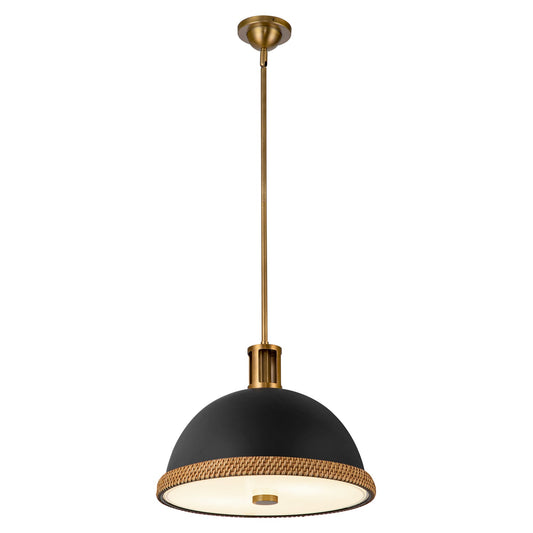 Doral 16-in Matte Black/Vintage Brass 2 Lights Pendant by Alora Lighting | PD331016MBVB | Alora Lighting