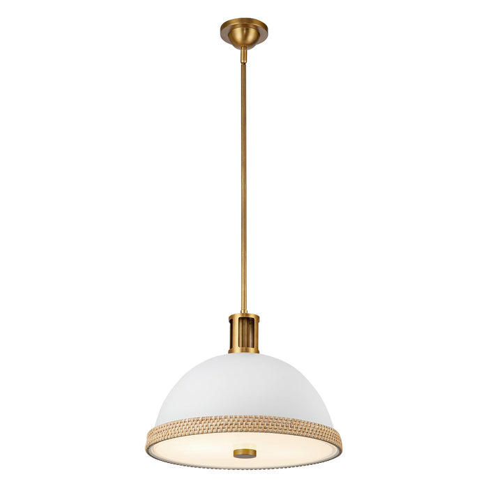 Doral 16-in Matte White/Vintage Brass 2 Lights Pendant by Alora Lighting | PD331016MWVB | Alora Lighting