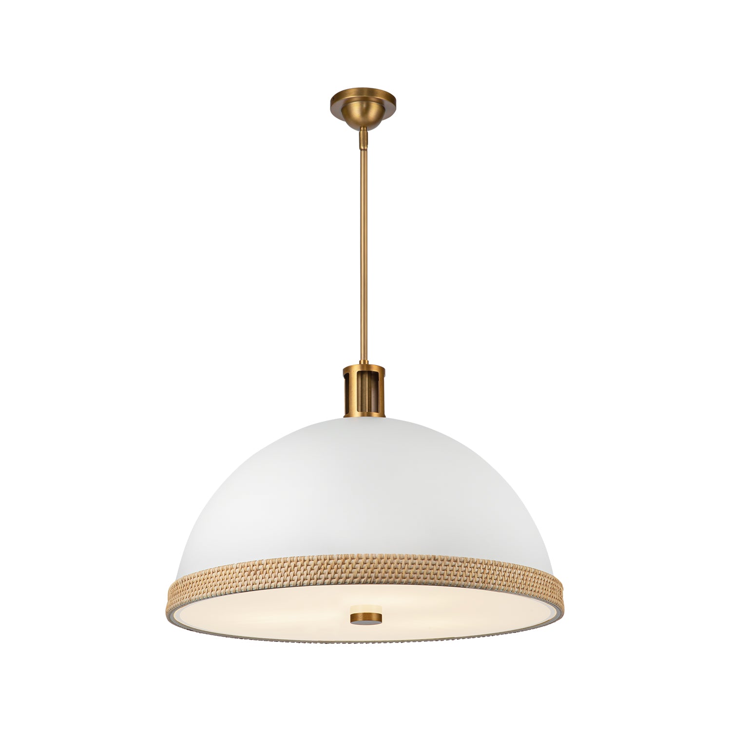 Doral 24-in Matte White/Vintage Brass 3 Lights Pendant by Alora Lighting | PD331024MWVB | Alora Lighting