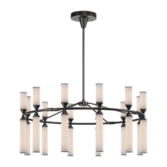 Edwin 38-in Urban Bronze/Frosted Ribbed Glass LED Chandelier by Alora Lighting | CH348038UBFR-UNV | Alora Lighting