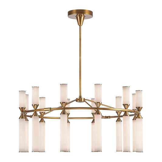 Edwin 38-in Vintage Brass/Frosted Ribbed Glass LED Chandelier by Alora Lighting | CH348038VBFR-UNV | Alora Lighting