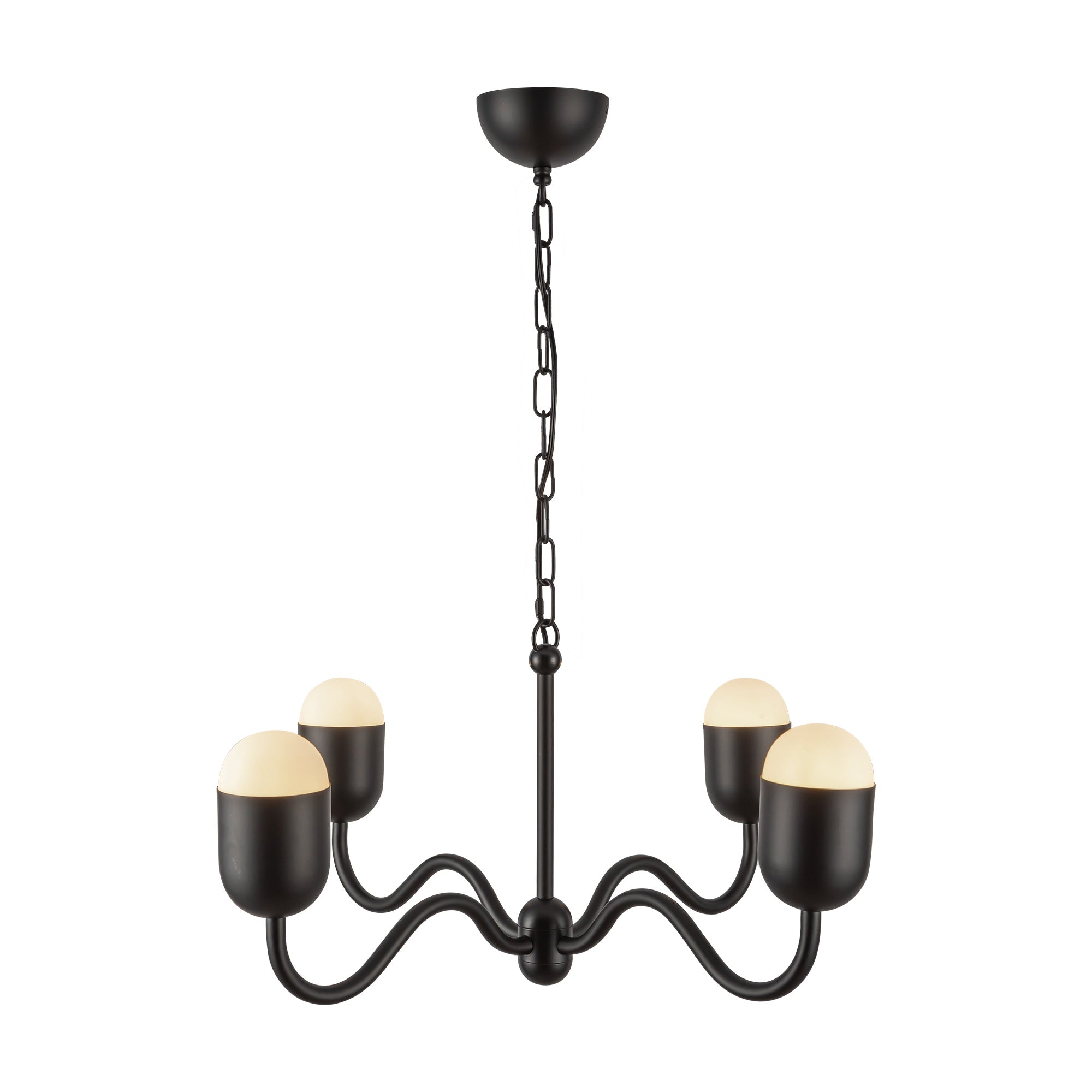 Effie 27-in Matte Black/Opal Glass Socket Chandelier by Alora Lighting | CH558427MBOP | Alora Lighting