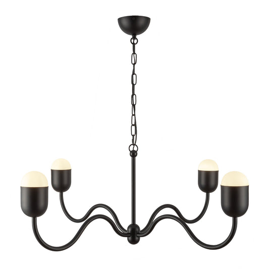 Effie 39-in Matte Black/Opal Glass Socket Chandelier by Alora Lighting | CH558439MBOP | Alora Lighting