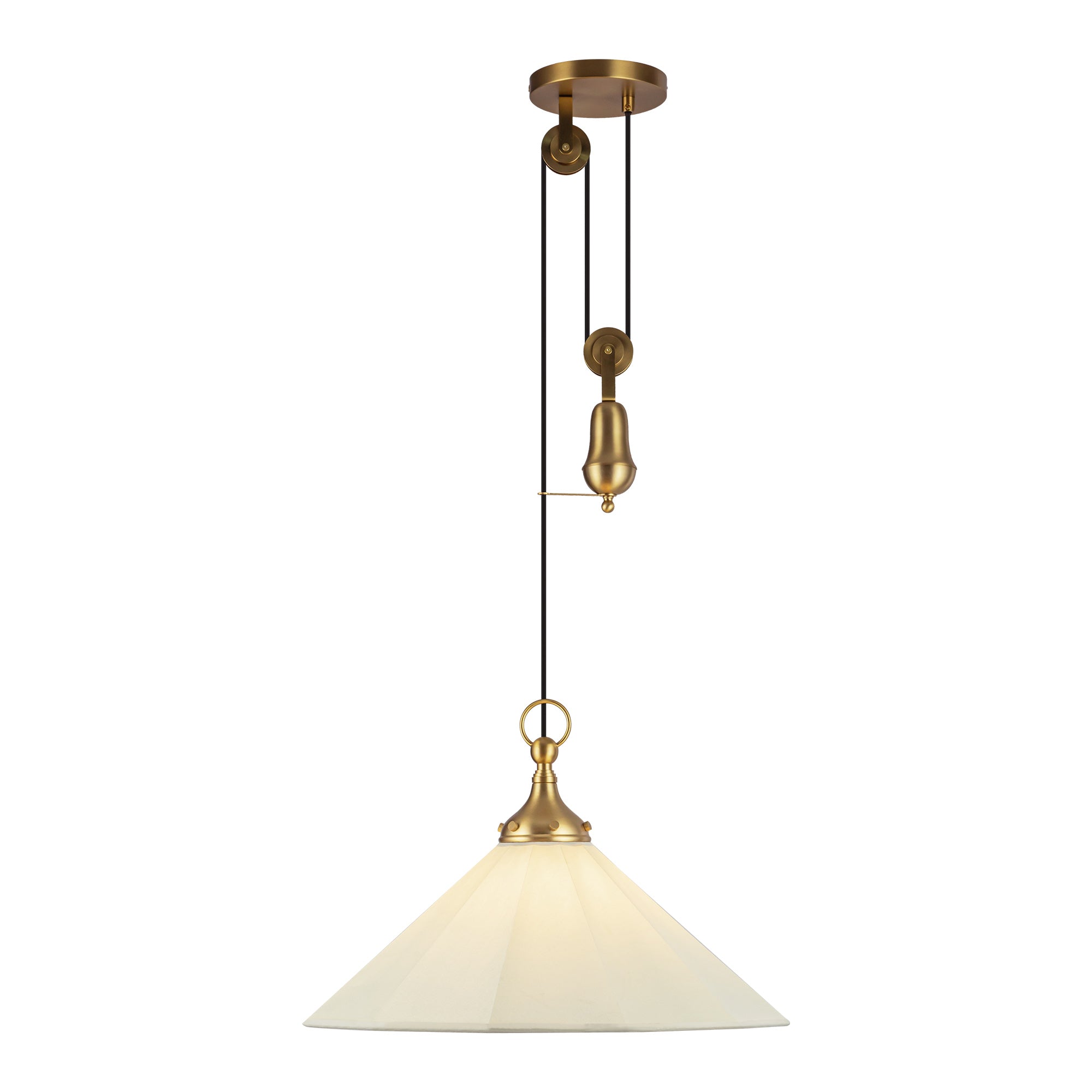 Ellen 20-in Brushed Gold/White Linen Socket Pendant by Alora Lighting | PD447120BGWL | Alora Lighting