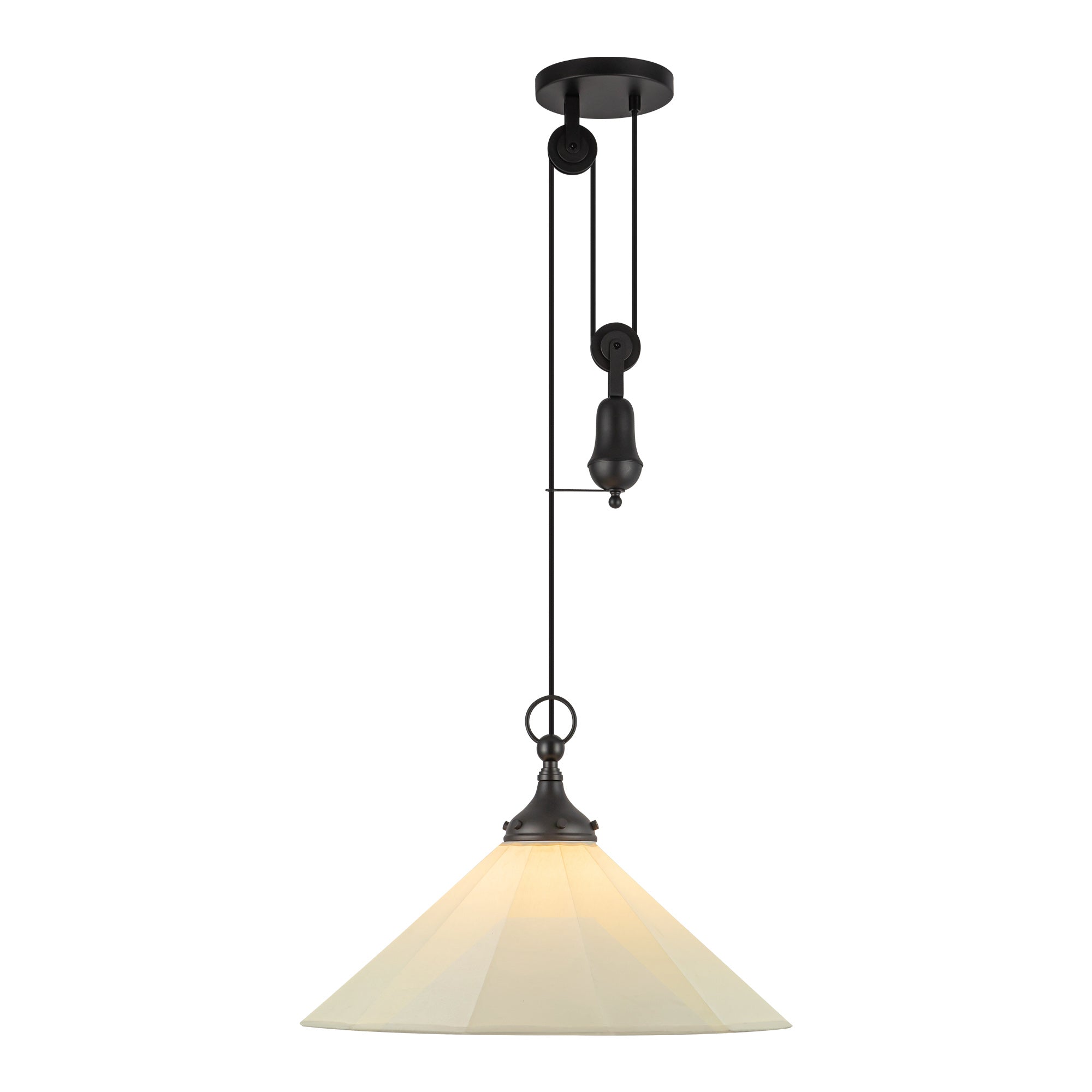 Ellen 20-in Matte Black/White Linen Socket Pendant by Alora Lighting | PD447120MBWL | Alora Lighting