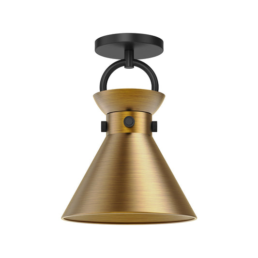 Emerson 9-in Matte Black/Aged Gold 1 Light Semi Flush Mount by Alora Lighting | SF412009MBAG | Alora Lighting