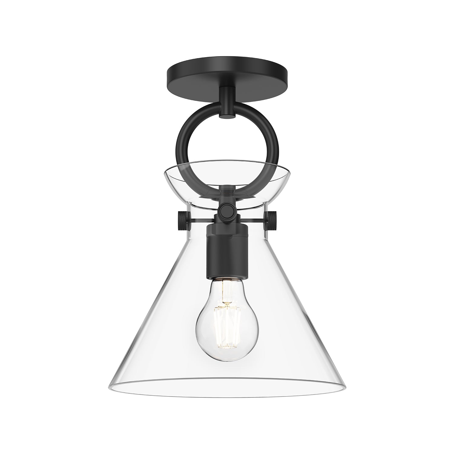 Emerson 9-in Matte Black/Clear Glass 1 Light Semi Flush Mount by Alora Lighting | SF412509MBCL | Alora Lighting