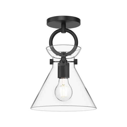 Emerson 9-in Matte Black/Clear Glass 1 Light Semi Flush Mount by Alora Lighting | SF412509MBCL | Alora Lighting