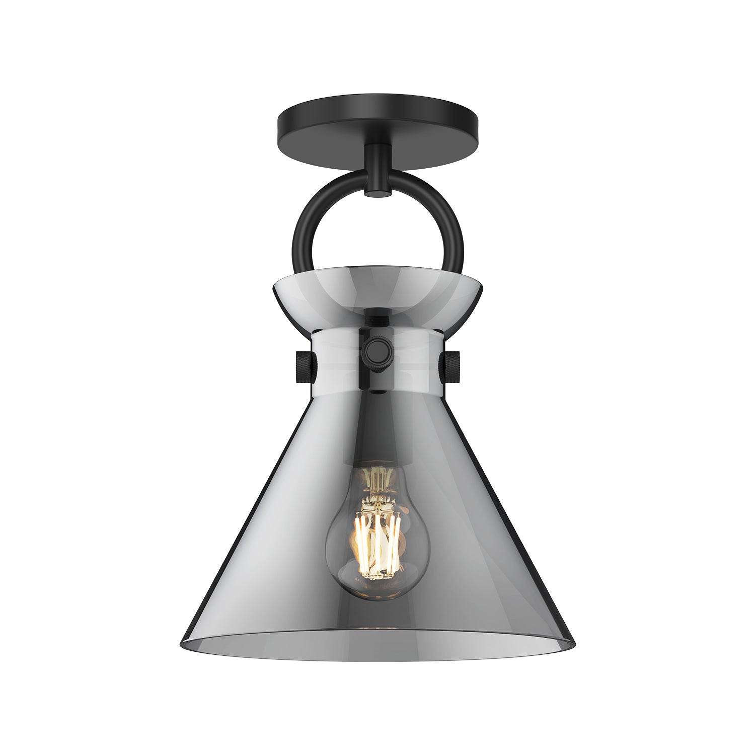 Emerson 9-in Matte Black/Smoked 1 Light Semi Flush Mount by Alora Lighting | SF412509MBSM | Alora Lighting