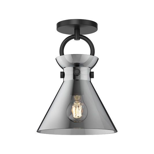 Emerson 9-in Matte Black/Smoked 1 Light Semi Flush Mount by Alora Lighting | SF412509MBSM | Alora Lighting