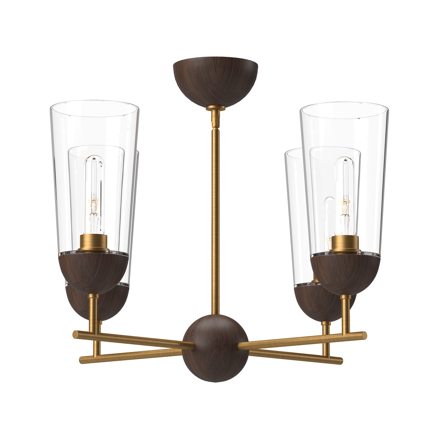 Emil 25-in Aged Gold/Walnut 4 Lights Chandelier by Alora Lighting | CH542324AGWT | Alora Lighting