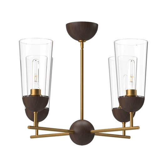 Emil 25-in Aged Gold/Walnut 4 Lights Chandelier by Alora Lighting | CH542324AGWT | Alora Lighting