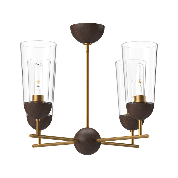 Emil 25-in Aged Gold/Walnut 4 Lights Chandelier by Alora Lighting | CH542324AGWT | Alora Lighting