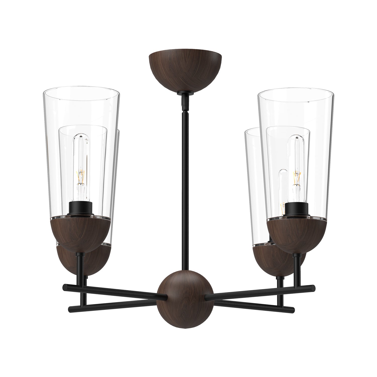 Emil 25-in Matte Black/Walnut 4 Lights Chandelier by Alora Lighting | CH542324MBWT | Alora Lighting
