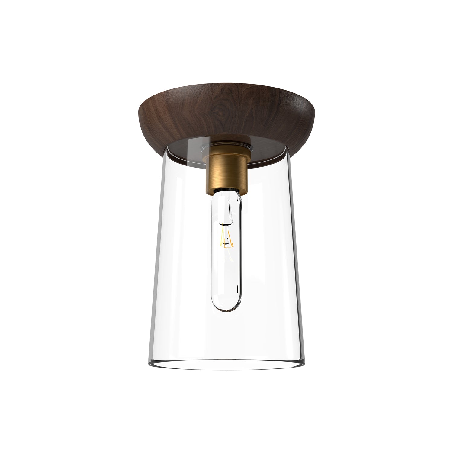 Emil 7-in Aged Gold/Walnut 1 Light Flush Mount by Alora Lighting | FM542007AGWT | Alora Lighting