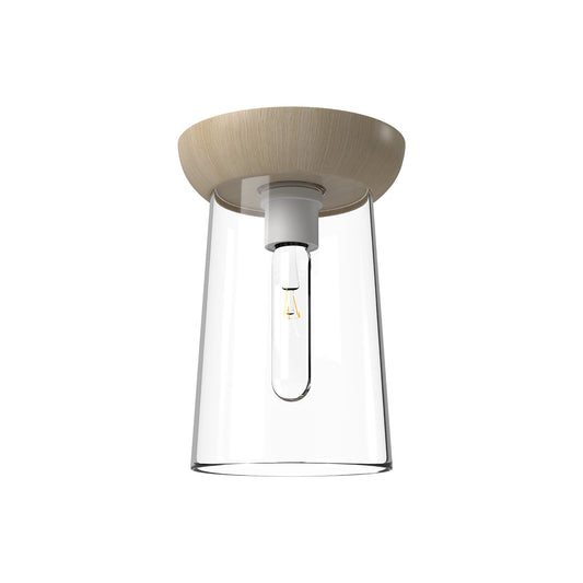 Emil 7-in White/White Oak 1 Light Flush Mount by Alora Lighting | FM542007WHWK | Alora Lighting
