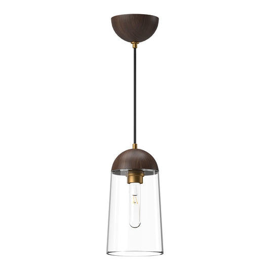 Emil 6-in Aged Gold/Walnut 1 Light Pendant by Alora Lighting | PD542207AGWT | Alora Lighting