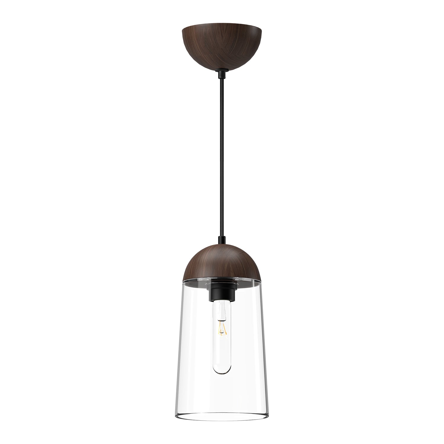 Emil 6-in Matte Black/Walnut 1 Light Pendant by Alora Lighting | PD542207MBWT | Alora Lighting