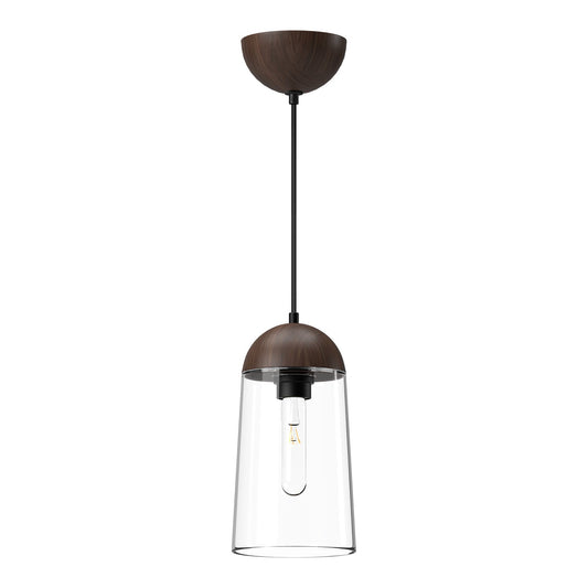 Emil 6-in Matte Black/Walnut 1 Light Pendant by Alora Lighting | PD542207MBWT | Alora Lighting