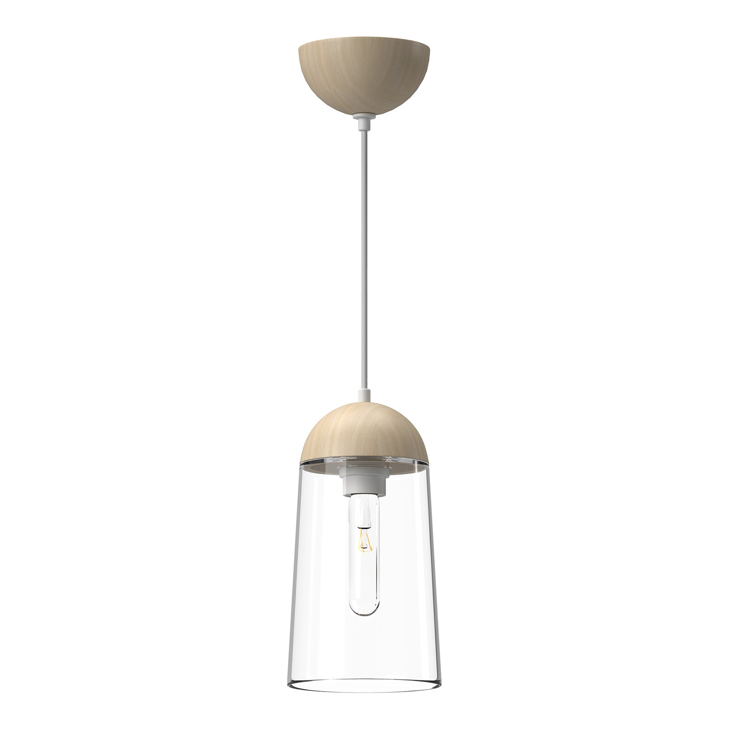 Emil 6-in White/White Oak 1 Light Pendant by Alora Lighting | PD542207WHWK | Alora Lighting