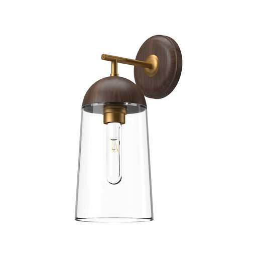 Emil 7-in Aged Gold/Walnut 1 Light Wall/Vanity by Alora Lighting | WV542007AGWT | Alora Lighting