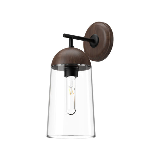 Emil 7-in Matte Black/Walnut 1 Light Wall/Vanity by Alora Lighting | WV542007MBWT | Alora Lighting