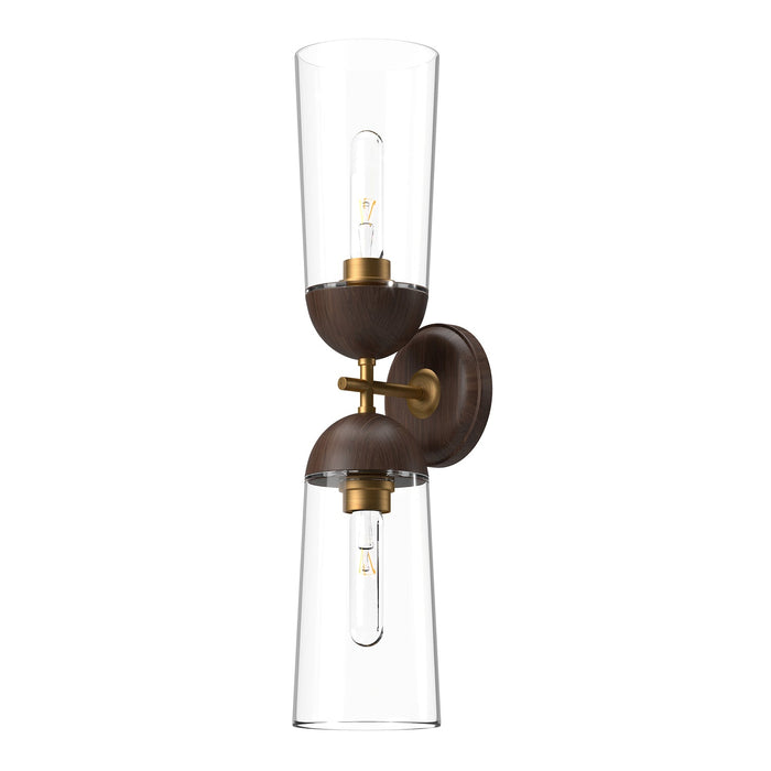 Emil 5-in Aged Gold/Walnut 2 Lights Wall/Vanity by Alora Lighting | WV542226AGWT | Alora Lighting
