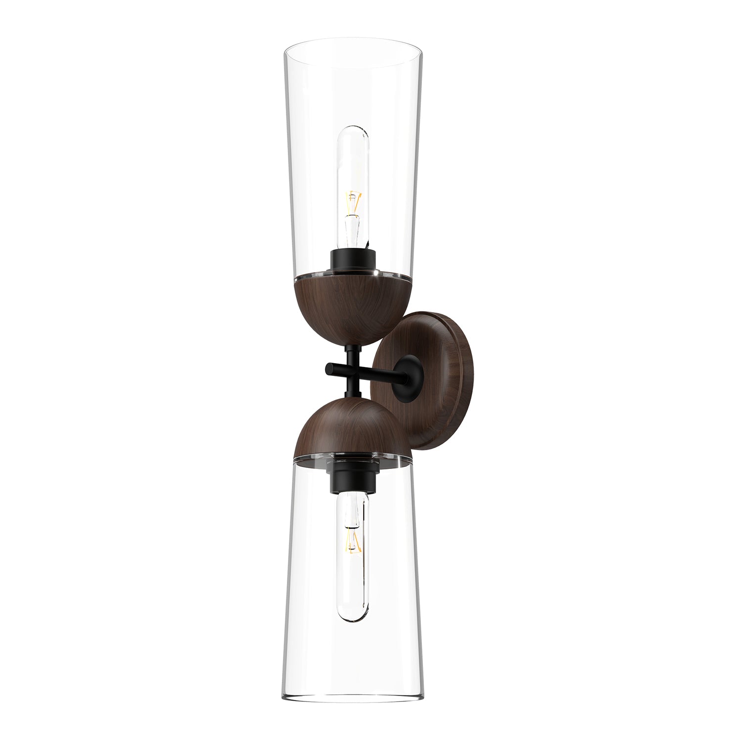 Emil 5-in Matte Black/Walnut 2 Lights Wall/Vanity by Alora Lighting | WV542226MBWT | Alora Lighting