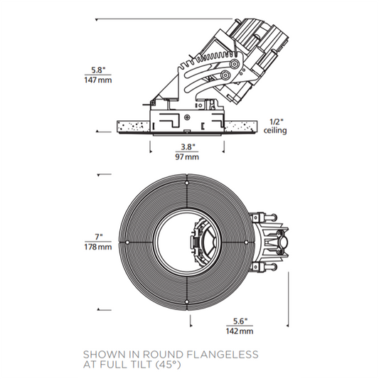 Element 3" Round Flangeless Adjustable Remodel Housing