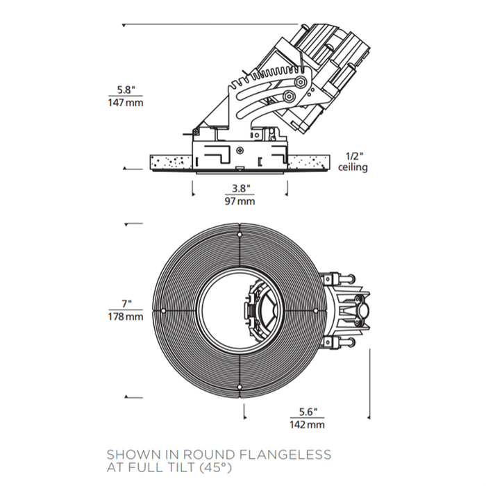 Element 3" Round Flangeless Adjustable Remodel Housing