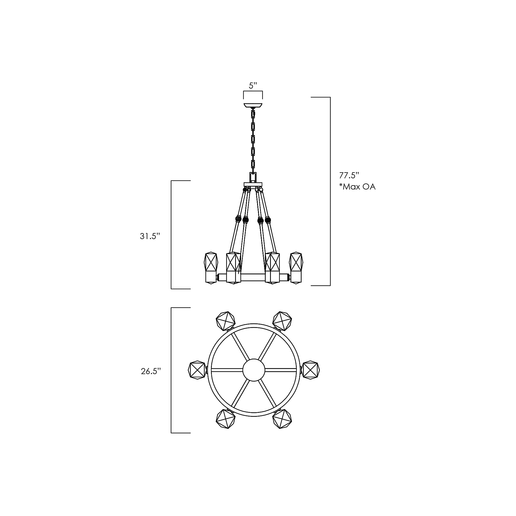 Empire LED Chandelier Diagram