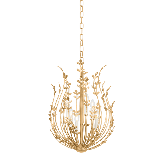 Delmore Chandelier by Troy Lighting in Vintage Gold Leaf Finish