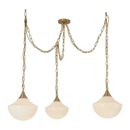 Farrah Brushed Gold/Glossy Ribbed Opal Glass Socket 12-in Multi Pendant by Alora Lighting | MP651312BGGR | Alora Lighting