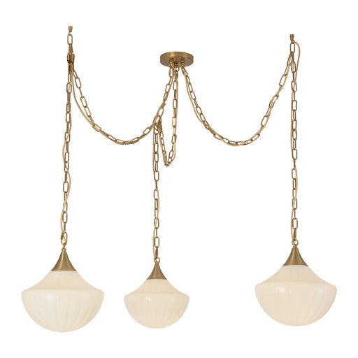 Farrah Brushed Gold/Glossy Ribbed Opal Glass Socket 12-in Multi Pendant by Alora Lighting | MP651312BGGR | Alora Lighting