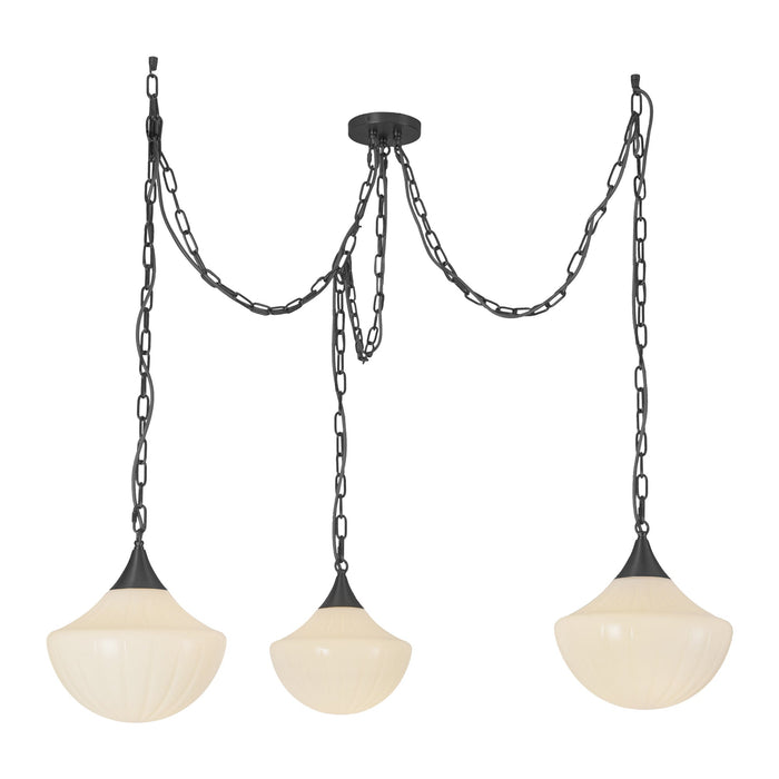 Farrah Matte Black/Glossy Ribbed Opal Glass Socket 12-in Multi Pendant by Alora Lighting | MP651312MBGR | Alora Lighting