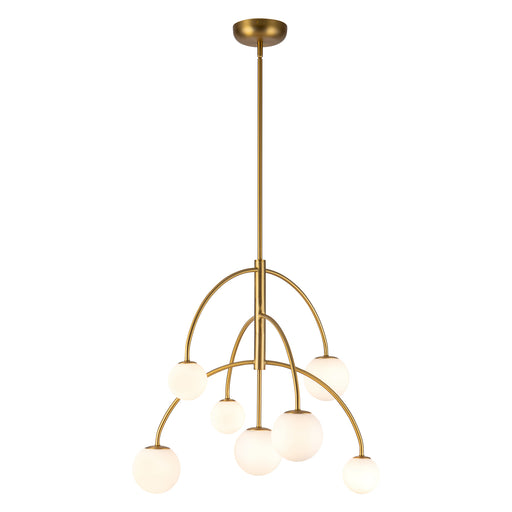 Fiona 27-in Brushed Gold Chandelier with Opal Glass